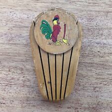 Rooster Axe Kitchen Knife Holder 5 Slot Wood Block Wall Mount Vintage Farmhouse picture
