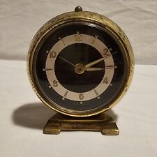 Vintage Florn Alarm Clock Brass Case Round Made In Germany picture