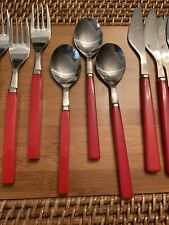 VTG Anacapa Red Flatware Plastic Handle Silverware  11 PCS  Stainless Steel  picture