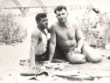 1956 Shirtless Guys Very Handsome Men Bulge Trunks Hugging Gay Int Vintage Photo picture