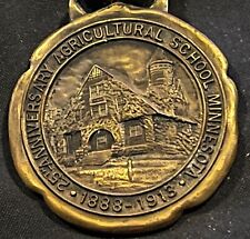 Vintage 1888 1913 AGRICULTURAL SCHOOL OF MINNESOTA 25TH ANNIVERSARY MEDAL & FOB picture