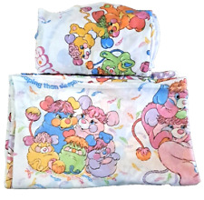 Vintage Bibb Popple Twin Sheet Set Flat Fitted Kids Retro Cartoon Colorful 1980s picture
