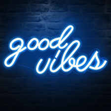 Good Vibes Neon Sign for Bedroom Wall Decor Powered by USB Neon Light, Ice Blue  picture