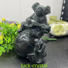 1020g+ Natural Green Jade Quartz Hand Cavred Crystal Skull Healing1PC,43h2 picture