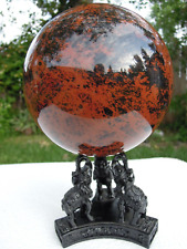 7.5 LB Natural Red Mahogany Obsidian Quartz Crystal Sphere with FREE STAND picture