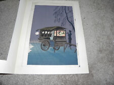 Original Sosaku Hanga woodblock Print Tokuriki Tomikichiro Soba Cart. Circa 1950 picture