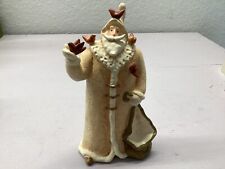 Vintage Santa Claus With Birds Hand Painted Ceramic Mold 8.5 Inch Statue picture