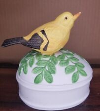  Golden Finch Chalkware Trinket Box By Secret Pal Vintage  picture