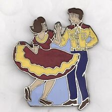 Country Dancing Couple Pin Silver Tone Enamel picture