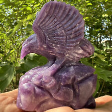455g  Natural purple mica  hand carved eagle Crystal quartz cluster Gift picture