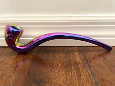 10” Premium Glass Pipe Sherlock Style Metallic Rainbow picture
