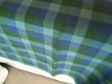 Vtg 60s Morgan Jones DOUBLE Bedspread Blue/Green Plaid Cotton 108x94