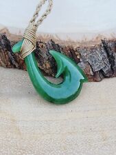 Hawaiian Natural Jade Hook Necklace - 1.5