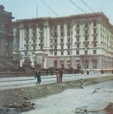 San Francisco 1906 Earthquake Fire Fairmount Hotel Nob Hill Litho Stereoview I50 picture