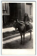 c1910's Alice Thompson Riding Mule Horse RPPC Photo Posted Antique Postcard picture