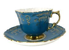 Aynsley Bone China England Turquoise & Gold Scalloped Teacup Tea cup & Saucer picture