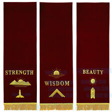 Handcrafted on Maroon Velvet Masonic Blue Lodge Pedestal Covers - Set of Three picture