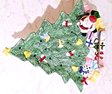1994 Fitz & Floyd Christmas Tree Dish W/3D Santa Sitting UP On It 9