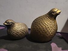 Vintage Brass Quail Figurines Brass Birds Paperweight MCM Home Decor Set of 2 picture