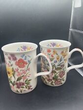 Roy Kirkham FLORET All Over Floral Design Fine Bone China England Cup Mugs (2) picture