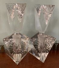 Pair of Cut Lead Crystal Perfume Bottles Starburst Design circa 1950s MCM picture
