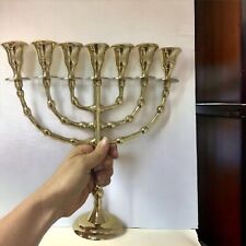 Amazing Classic Gold Plated Jewish Menorah 7 Branches 10.5