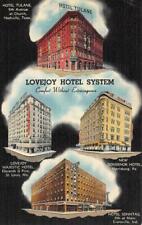 Advertising  LOVEJOY HOTEL SYSTEM Hotels In TN~MO~PA & IN c1940's Linen Postcard picture
