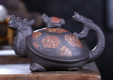 Chinese Yixing Zisha Pottery 240cc Purple Clay Teapot Handmade Dragon Turtle Pot picture