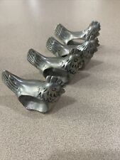 Vintage Shafford Chicken Napkin Rings Set of 4 Silver Tone Farmhouse Country picture
