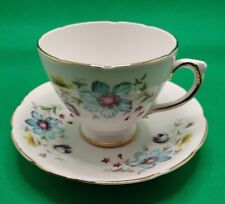 Delphine Bone China Blue Floral Teacup & Saucer Made in England Porcelain picture
