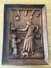 Rare A Mariot BasRelief Wood Resin France Vintage Signed Number Baking Bread Art picture
