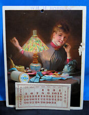 Antique Victorian American Clark's Spool Cotton Advertising Trade Card Calendar picture