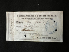 Rare 1870 Mt. Washington Railway Service Pass picture