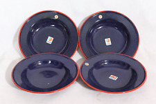 Blue Cinsa Mexico Enamelware Soup Plates Bowls Set of 3 NOS 1 Used 8.5'' picture
