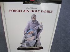 2006 MEMBERS MARK PORCELAIN HOLY FAMILY FIGURE ON WOOD BASE HAND PAINTED IN BOX picture