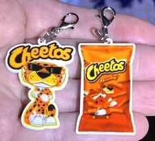 2 pc Acrylic Chester Cheetah & Cheetos Bag Zipper Pull & Keychain Add On Clips picture