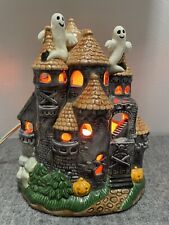Vintage Ceramic Lighted Halloween Haunted House Luminary  Ghosts 8