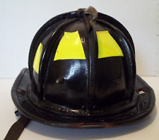 Vintage Cairnes N6A1 Sam Houston black Leather Firefighter Helmet Made in USA picture