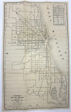 1935 Leonards Map of Chicago Pocket Fold Out Transportation Lines Vintage picture