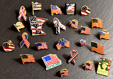 24 ASSORTED AMERICA US UNITED STATES PATRIOTIC RED, WHITE, BLUE PINS B797 picture