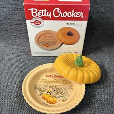 Vintage Ceramic PUMPKIN Pie Plate with Lid Original Box 80s 90s Fall Baking picture