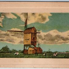 c1910s Nice Lith Art Wood Windmill Farm PC John Winsch Back Embossed Border A217 picture