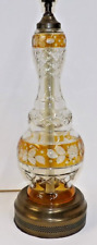 Vintage Bohemian Amber Topaz Yellow Cut-to-Clear Etched Table Lamp picture
