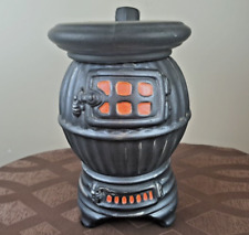 Vintage Pot Belly Stove Cookie Jar Hand-Painted Ceramic Canister Rustic Charm picture