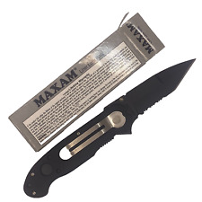 MAXAM SOLID BLACK LINER LOCK KNIFE FIRE FIGHTER WITH CLIP  1 each picture