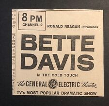 1950’s Ronald Reagan Introduces Bette Davis General Electric Newspaper Ad picture