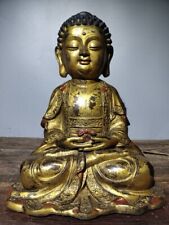 16'' bronze gild sculpture home temple decor buddhism Sakyamuni buddha statue picture