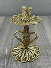 Ronac Handicraft Candle Holder Persian Silverplate Filigree Gold Color picture