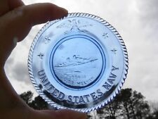 Millville Art Glass MAG United States Navy Coblt Blue Cup Plate USS Melvin Destr picture