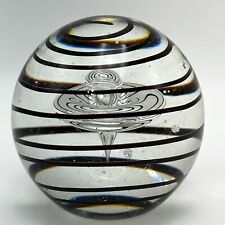 Vintage Paperweight Glass Murano Style Black Swirl Galaxy Space 3.5